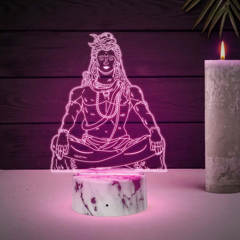 Lord Shiva Acrylic Night lamp with multicolored Light  Festival Gifts Meditation Lamp for Temple Room
